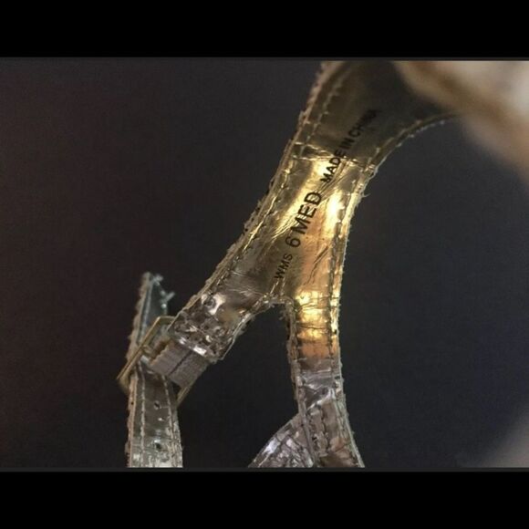 Kenneth Cole Metallic Faux Snakeskin Rhinestone Heels - Size 6 - Picture 6 of 13